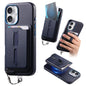 Detachable Magnetic Card Bag Phone Case with Finger Ring Grip & Anti-loss Rope, For iPhone 16, For iPhone 15 Pro Max, For iPhone 15 Pro