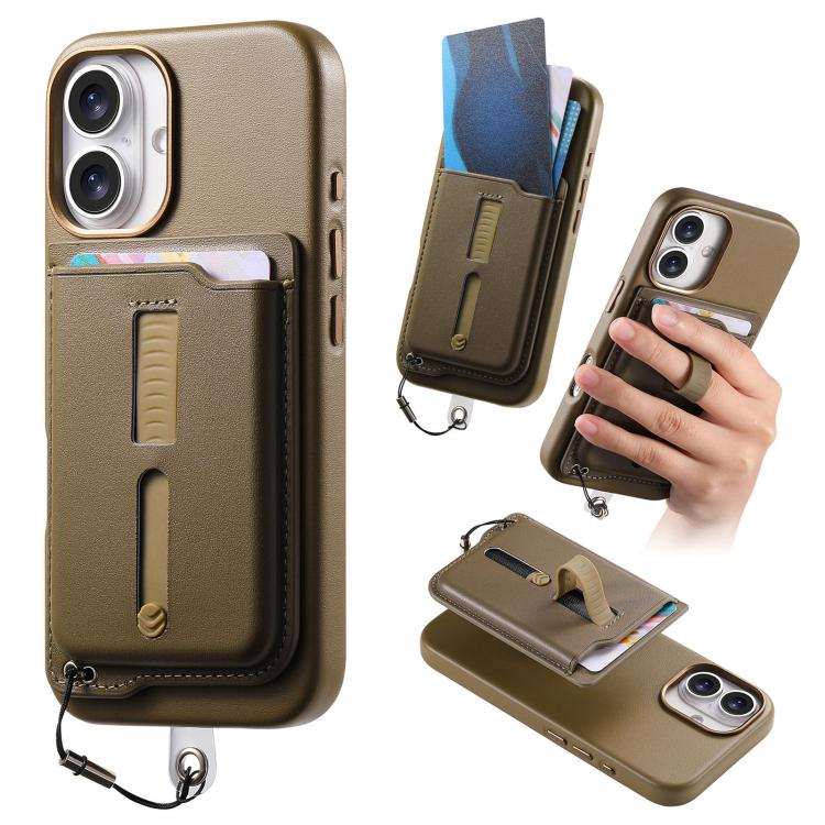 Detachable Magnetic Card Bag Phone Case with Finger Ring Grip & Anti-loss Rope, For iPhone 16, For iPhone 15 Pro Max, For iPhone 15 Pro