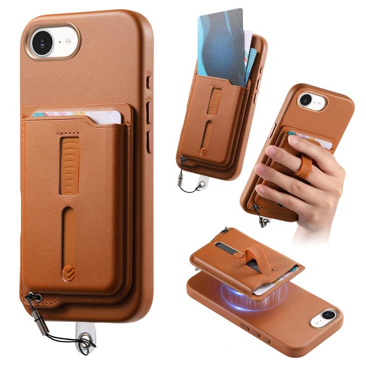 Detachable Magnetic Card Bag Phone Case with Finger Ring Grip & Anti-loss Rope, For iPhone 17e / 16e, For iPhone 17 Pro Max, For iPhone 17 Pro