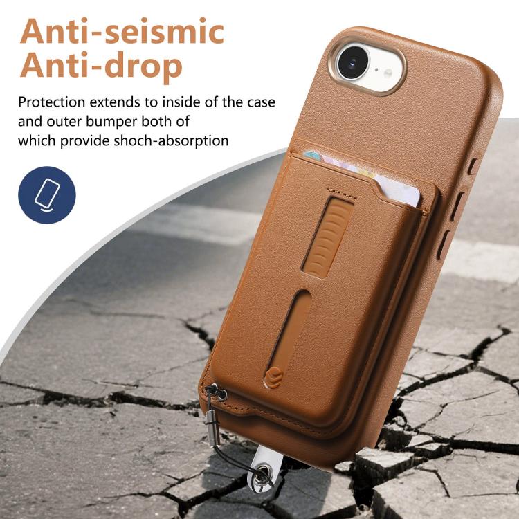 Detachable Magnetic Card Bag Phone Case with Finger Ring Grip & Anti-loss Rope, For iPhone 17e / 16e, For iPhone 17 Pro Max, For iPhone 17 Pro