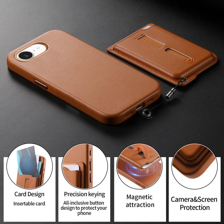 Detachable Magnetic Card Bag Phone Case with Finger Ring Grip & Anti-loss Rope, For iPhone 17e / 16e, For iPhone 17 Pro Max, For iPhone 17 Pro