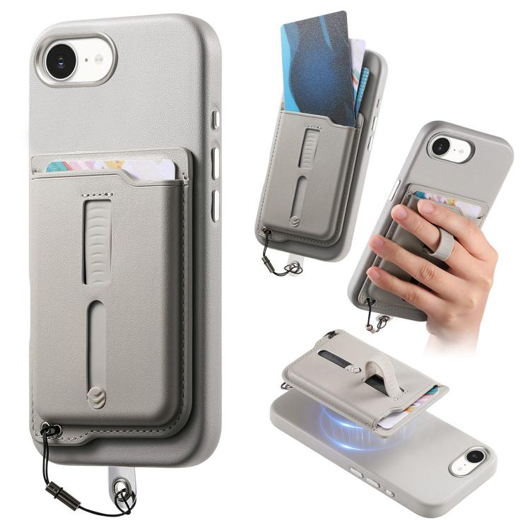 Detachable Magnetic Card Bag Phone Case with Finger Ring Grip & Anti-loss Rope, For iPhone 17e / 16e, For iPhone 17 Pro Max, For iPhone 17 Pro