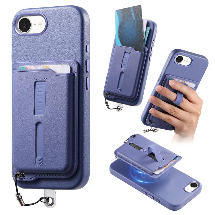 Detachable Magnetic Card Bag Phone Case with Finger Ring Grip & Anti-loss Rope, For iPhone 17e / 16e, For iPhone 17 Pro Max, For iPhone 17 Pro