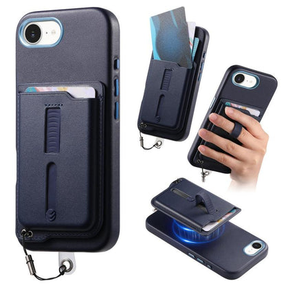 Detachable Magnetic Card Bag Phone Case with Finger Ring Grip & Anti-loss Rope, For iPhone 17e / 16e, For iPhone 17 Pro Max, For iPhone 17 Pro