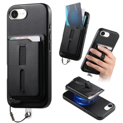 Detachable Magnetic Card Bag Phone Case with Finger Ring Grip & Anti-loss Rope, For iPhone 17e / 16e, For iPhone 17 Pro Max, For iPhone 17 Pro