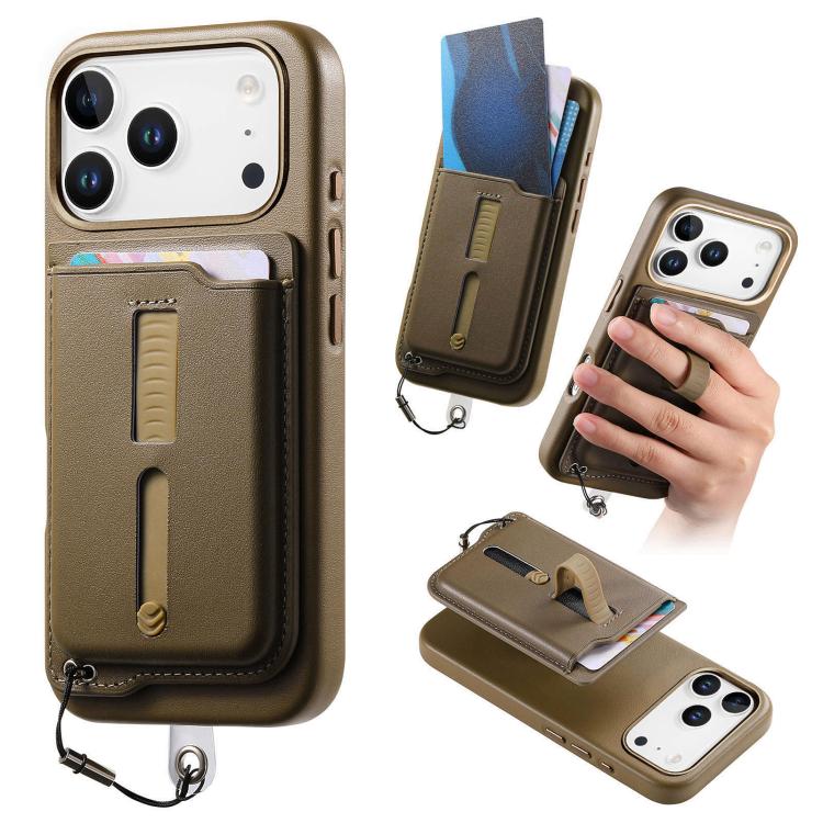 Detachable Magnetic Card Bag Phone Case with Finger Ring Grip & Anti-loss Rope, For iPhone 17e / 16e, For iPhone 17 Pro Max, For iPhone 17 Pro