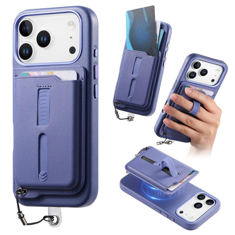 Detachable Magnetic Card Bag Phone Case with Finger Ring Grip & Anti-loss Rope, For iPhone 17e / 16e, For iPhone 17 Pro Max, For iPhone 17 Pro