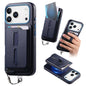 Detachable Magnetic Card Bag Phone Case with Finger Ring Grip & Anti-loss Rope, For iPhone 17e / 16e, For iPhone 17 Pro Max, For iPhone 17 Pro