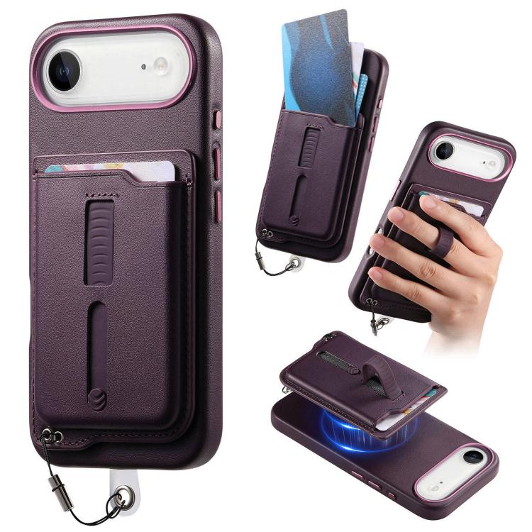 Detachable Magnetic Card Bag Phone Case with Finger Ring Grip & Anti-loss Rope, For iPhone 17, For iPhone Air, For iPhone 16 Plus