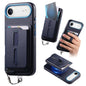 Detachable Magnetic Card Bag Phone Case with Finger Ring Grip & Anti-loss Rope, For iPhone 17, For iPhone Air, For iPhone 16 Plus