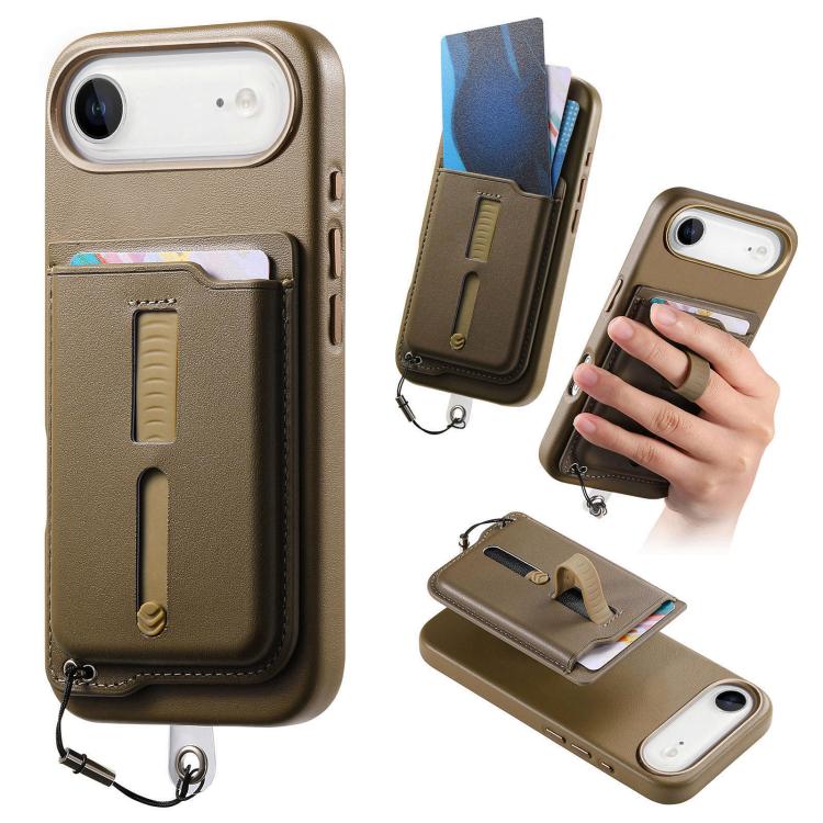 Detachable Magnetic Card Bag Phone Case with Finger Ring Grip & Anti-loss Rope, For iPhone 17, For iPhone Air, For iPhone 16 Plus