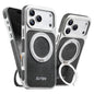 Suteni G6 Denim Pattern Electroplated 360 Rotation Holder Magnetic Phone Case, For iPhone 17 Pro Max, For iPhone 17 Pro, For iPhone 17, For iPhone 16 Pro Max, For iPhone 16 Pro, For iPhone 16, For iPhone 15 Pro Max, For iPhone 15 Pro