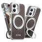 Suteni G6 Denim Pattern Electroplated 360 Rotation Holder Magnetic Phone Case, For iPhone 17 Pro Max, For iPhone 17 Pro, For iPhone 17, For iPhone 16 Pro Max, For iPhone 16 Pro, For iPhone 16, For iPhone 15 Pro Max, For iPhone 15 Pro