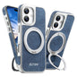 Suteni G6 Denim Pattern Electroplated 360 Rotation Holder Magnetic Phone Case, For iPhone 17 Pro Max, For iPhone 17 Pro, For iPhone 17, For iPhone 16 Pro Max, For iPhone 16 Pro, For iPhone 16, For iPhone 15 Pro Max, For iPhone 15 Pro