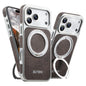 Suteni G6 Denim Pattern Electroplated 360 Rotation Holder Magnetic Phone Case, For iPhone 17 Pro Max, For iPhone 17 Pro, For iPhone 17, For iPhone 16 Pro Max, For iPhone 16 Pro, For iPhone 16, For iPhone 15 Pro Max, For iPhone 15 Pro