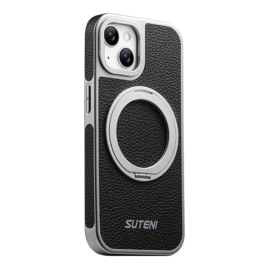 Suteni G6 Large Litchi Texture Electroplated 360 Rotation Holder Magnetic Phone Case, For iPhone 15, For iPhone 14, For iPhone 14 Pro, For iPhone 14 Pro Max, For iPhone 13 Pro Max, For iPhone 13 Pro, For iPhone 13