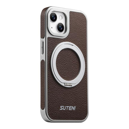 Suteni G6 Large Litchi Texture Electroplated 360 Rotation Holder Magnetic Phone Case, For iPhone 15, For iPhone 14, For iPhone 14 Pro, For iPhone 14 Pro Max, For iPhone 13 Pro Max, For iPhone 13 Pro, For iPhone 13