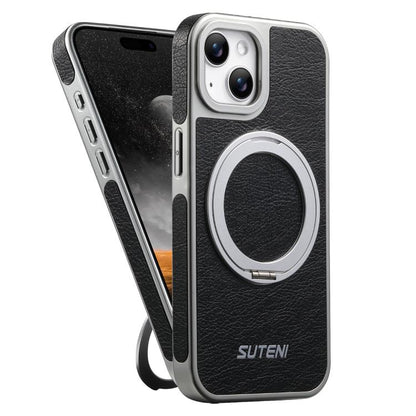 Suteni G6 Crazy Horse Texture Electroplated 360 Rotation Holder Magnetic Phone Case, For iPhone 15 Pro Max, For iPhone 15 Pro, For iPhone 15, For iPhone 14, For iPhone 14 Pro, For iPhone 14 Pro Max