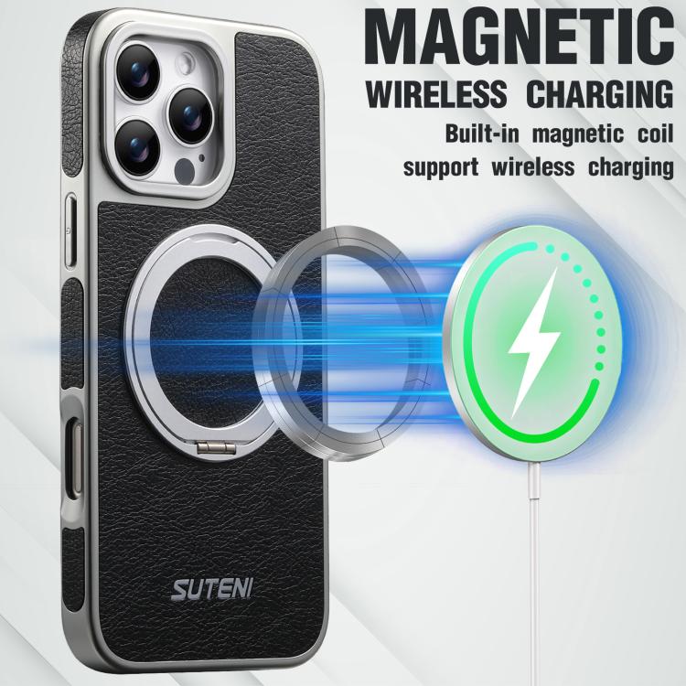 Suteni G6 Crazy Horse Texture Electroplated 360 Rotation Holder Magnetic Phone Case, For iPhone 13 Pro Max, For iPhone 13 Pro