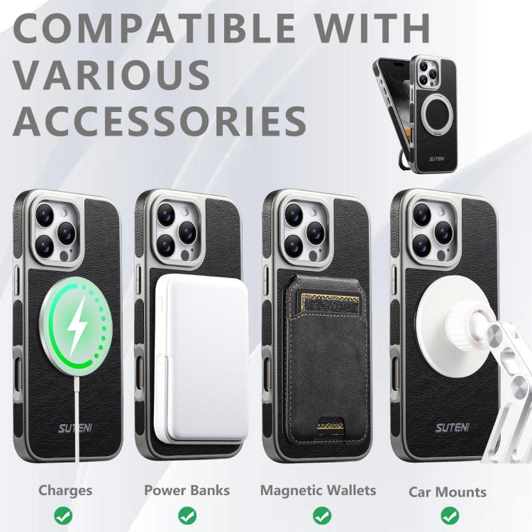 Suteni G6 Crazy Horse Texture Electroplated 360 Rotation Holder Magnetic Phone Case, For iPhone 13 Pro Max, For iPhone 13 Pro