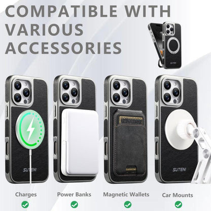 Suteni G6 Crazy Horse Texture Electroplated 360 Rotation Holder Magnetic Phone Case, For iPhone 13 Pro Max, For iPhone 13 Pro