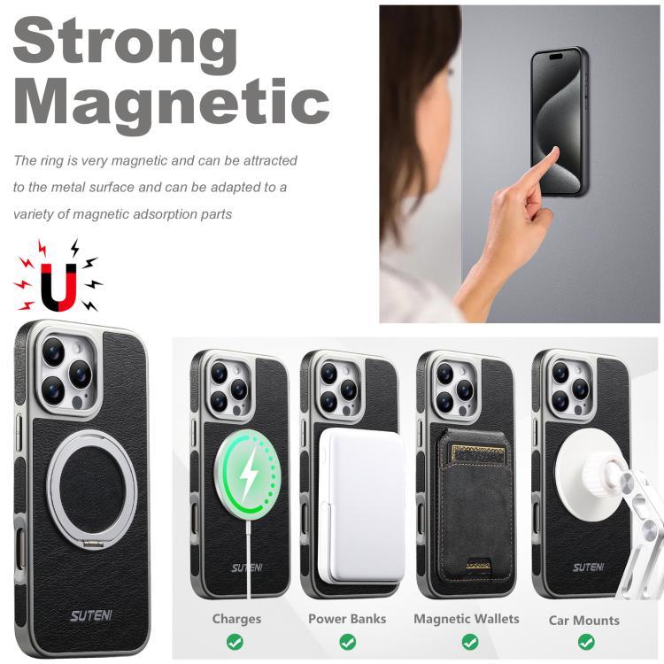 Suteni G6 Crazy Horse Texture Electroplated 360 Rotation Holder Magnetic Phone Case, For iPhone 13 Pro Max, For iPhone 13 Pro