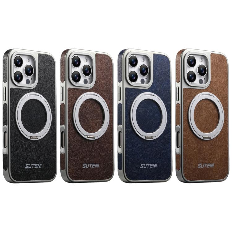 Suteni G6 Crazy Horse Texture Electroplated 360 Rotation Holder Magnetic Phone Case, For iPhone 13 Pro Max, For iPhone 13 Pro