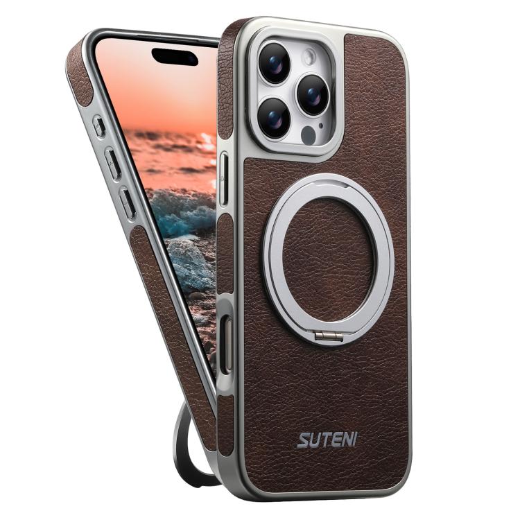 Suteni G6 Crazy Horse Texture Electroplated 360 Rotation Holder Magnetic Phone Case, For iPhone 13 Pro Max, For iPhone 13 Pro
