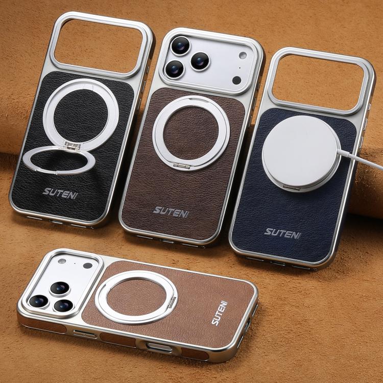 Suteni G6 Crazy Horse Texture Electroplated 360 Rotation Holder Magnetic Phone Case, For iPhone 13 Pro Max, For iPhone 13 Pro