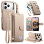 Fantasy Love Heart Zipper Wallet Vegan Leather Phone Case with Strap, For iPhone 17 Pro Max, For iPhone 17 Pro, For iPhone 17, For iPhone Air