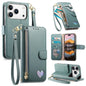 Fantasy Love Heart Zipper Wallet Vegan Leather Phone Case with Strap, For iPhone 17 Pro Max, For iPhone 17 Pro, For iPhone 17, For iPhone Air