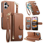Fantasy Love Heart Zipper Wallet Vegan Leather Phone Case with Strap, For iPhone 16 Pro Max, For iPhone 16 Pro, For iPhone 16 Plus, For iPhone 16