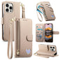 Fantasy Love Heart Zipper Wallet Vegan Leather Phone Case with Strap, For iPhone 16 Pro Max, For iPhone 16 Pro, For iPhone 16 Plus, For iPhone 16