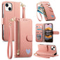 Fantasy Love Heart Zipper Wallet Vegan Leather Phone Case with Strap, For iPhone 15 Pro Max, For iPhone 15 Pro, For iPhone 15 Plus, For iPhone 15