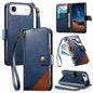 Splicing Zipper Wallet Vegan Leather Phone Case with Strap, For iPhone 17 Pro Max, For iPhone 17 Pro, For iPhone 17, For iPhone Air