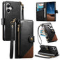 Splicing Zipper Wallet Vegan Leather Phone Case with Strap, For iPhone 16 Pro Max, For iPhone 16 Pro, For iPhone 16 Plus, For iPhone 16