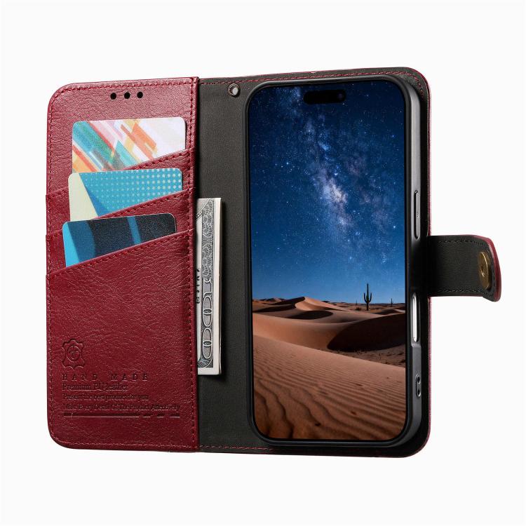 Splicing Zipper Wallet Vegan Leather Phone Case with Strap, For iPhone 15 Pro Max, For iPhone 15 Pro, For iPhone 15 Plus, For iPhone 15