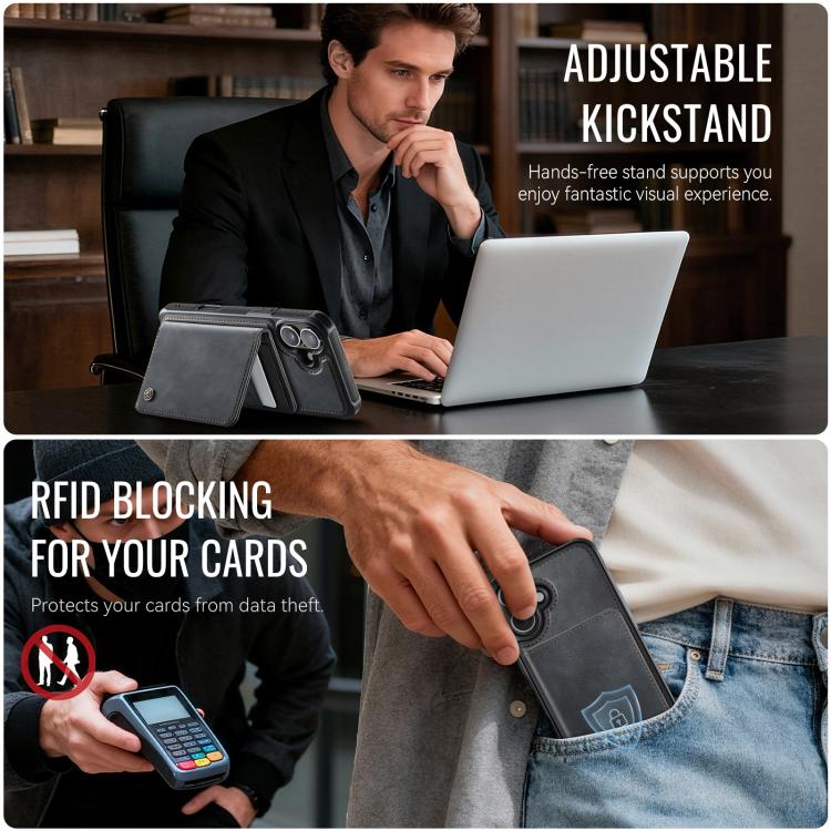 CaseMe Me80 Series Detachable Wallet Magnetic RFID Vegan Leather Phone Case, For iPhone 16, For iPhone 15 Pro Max, For iPhone 15 Pro, For iPhone 15 Plus / 14 Plus