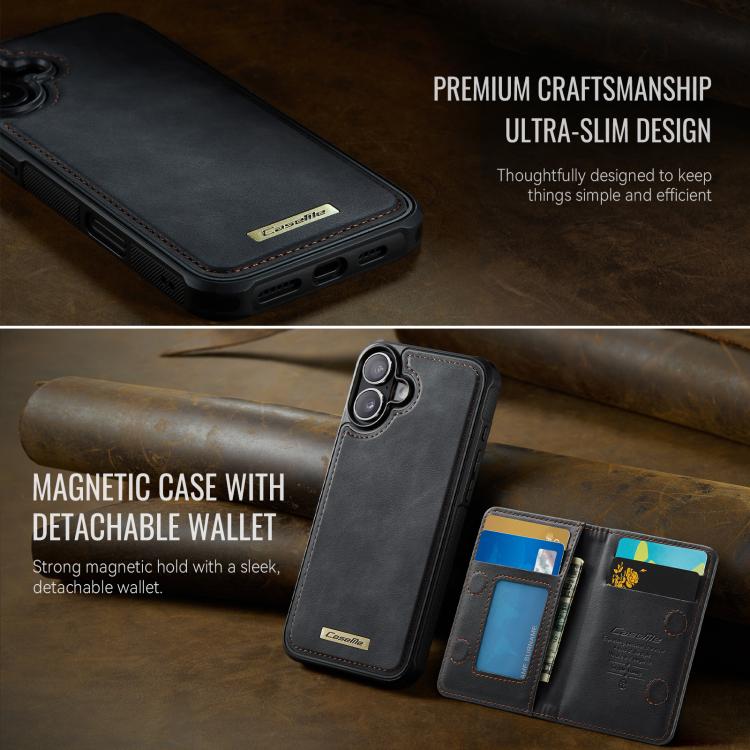 CaseMe Me80 Series Detachable Wallet Magnetic RFID Vegan Leather Phone Case, For iPhone 16, For iPhone 15 Pro Max, For iPhone 15 Pro, For iPhone 15 Plus / 14 Plus