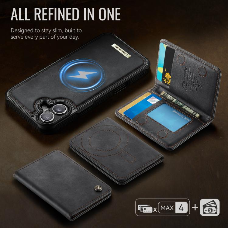 CaseMe Me80 Series Detachable Wallet Magnetic RFID Vegan Leather Phone Case, For iPhone 16, For iPhone 15 Pro Max, For iPhone 15 Pro, For iPhone 15 Plus / 14 Plus