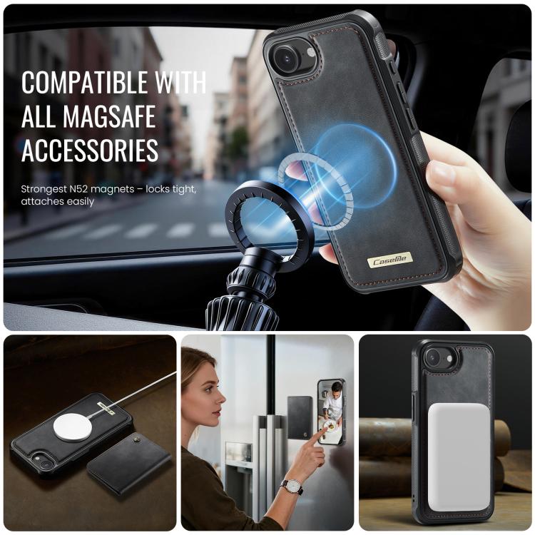 CaseMe Me80 Series Detachable Wallet Magnetic RFID Vegan Leather Phone Case, For iPhone 17e / 16e, For iPhone 17 Pro Max, For iPhone 17 Pro, For iPhone 17