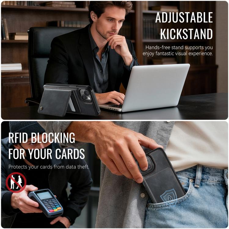 CaseMe Me80 Series Detachable Wallet Magnetic RFID Vegan Leather Phone Case, For iPhone 15, For iPhone 14, For iPhone 14 Pro, For iPhone 14 Pro Max