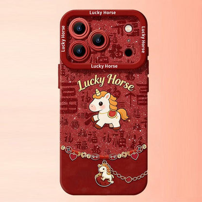 Year Of The Horse Skin Feel Liquid Silicone Full Coverage Phone Case, For iPhone 15 Pro, For iPhone 15