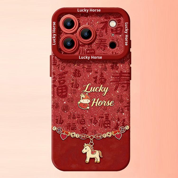 Year Of The Horse Skin Feel Liquid Silicone Full Coverage Phone Case, For iPhone 15 Pro, For iPhone 15