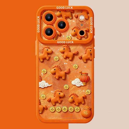 Year Of The Horse 3D Horse Liquid Silicone Full Coverage Shockproof Phone Case, For iPhone 17 Pro Max, For iPhone 17 Pro, For iPhone 17, For iPhone Air, For iPhone 16 Pro Max, For iPhone 16 Pro, For iPhone 15 Pro Max, For iPhone 15 Pro, For iPhone 15