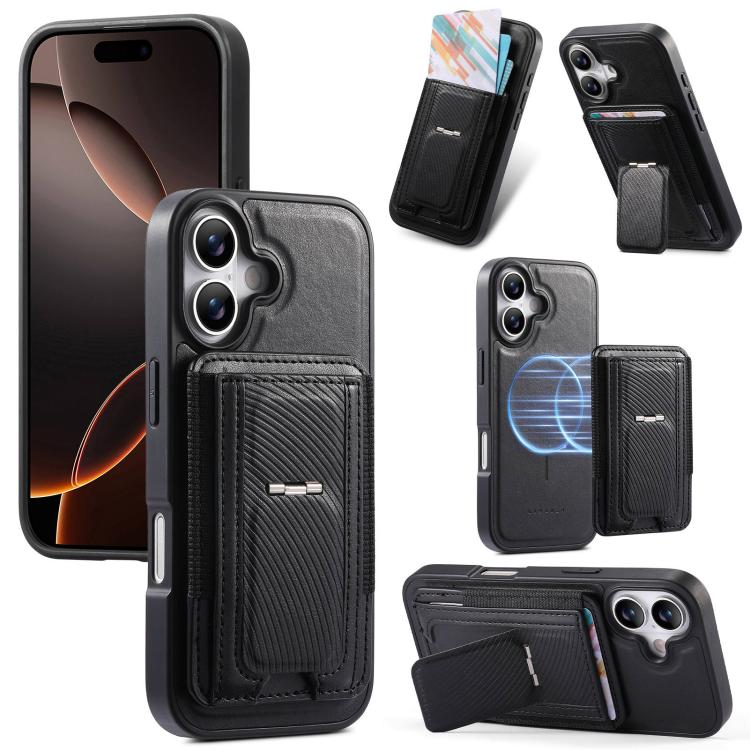 CaseNeo Fold Holder Retro Elastic Card Bag Magnetic Back Phone Case, For iPhone 16 Pro, For iPhone 16 Plus, For iPhone 16, For iPhone 15 Pro Max, For iPhone 15 Pro, For iPhone 15 Plus
