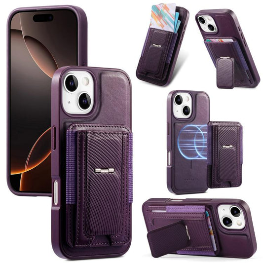 CaseNeo Fold Holder Retro Elastic Card Bag Magnetic Back Phone Case, For iPhone 15, For iPhone 14 / 13, For iPhone 14 Pro, For iPhone 14 Pro Max, For iPhone 13 Pro Max, For iPhone 13 Pro