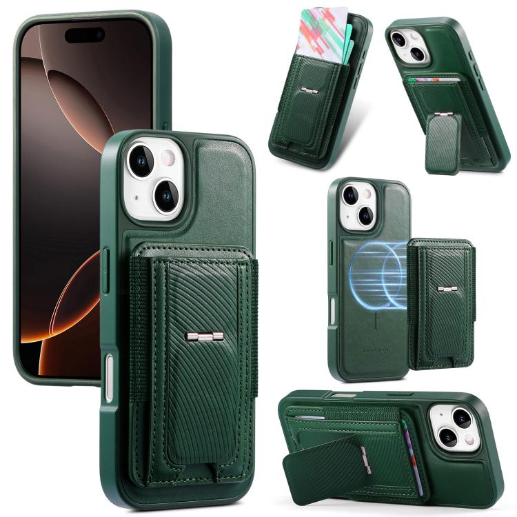 CaseNeo Fold Holder Retro Elastic Card Bag Magnetic Back Phone Case, For iPhone 16 Pro, For iPhone 16 Plus, For iPhone 16, For iPhone 15 Pro Max, For iPhone 15 Pro, For iPhone 15 Plus