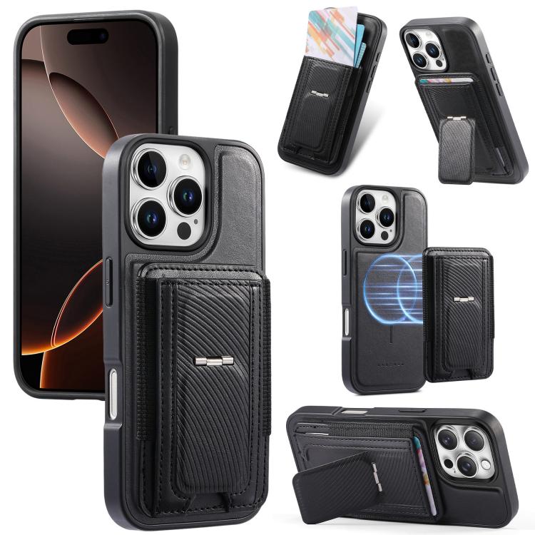 CaseNeo Fold Holder Retro Elastic Card Bag Magnetic Back Phone Case, For iPhone 16 Pro, For iPhone 16 Plus, For iPhone 16, For iPhone 15 Pro Max, For iPhone 15 Pro, For iPhone 15 Plus