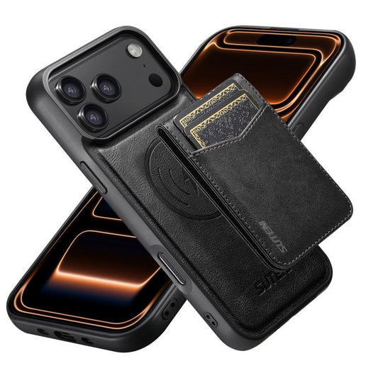 Suteni G5S5 2-in-1 Magnetic Detachable Bottle Opener Card Bag Cow Leather Back Phone Case, For iPhone 18 Pro / 17 Pro, For iPhone 18 Pro Max / 17 Pro Max, For iPhone 17, For iPhone Air, For iPhone 16 Pro Max, For iPhone 16 Pro, For iPhone 16 Plus      ...